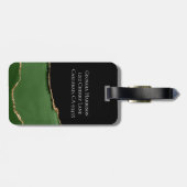 Gold-Glitzer und Green-Agate-Monogramm Gepäckanhänger (Rückseite horizontal)