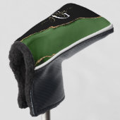Gold-Glitzer und Green-Agate-Monogramm Golf Headcover (3/4 Vorderseite)