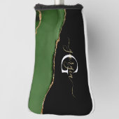 Gold-Glitzer und Green-Agate-Monogramm Golf Headcover (Rotieren 90)