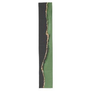 Gold-Glitzer und Green-Agate-Monogramm Großer Tischläufer