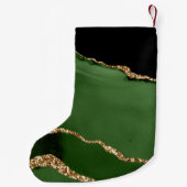 Gold-Glitzer und Green-Agate-Monogramm Kleiner Weihnachtsstrumpf (Rückseite)