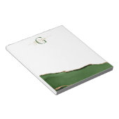 Gold-Glitzer und Green-Agate-Monogramm Notizblock (angewinkelt)