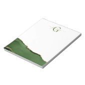 Gold-Glitzer und Green-Agate-Monogramm Notizblock (Rotiert)