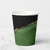 Gold-Glitzer und Green-Agate-Monogramm Pappbecher (Rückseite)