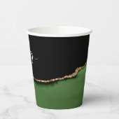 Gold-Glitzer und Green-Agate-Monogramm Pappbecher (Links)