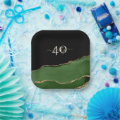 Gold-Glitzer und Green-Agate-Monogramm Pappteller (Party)