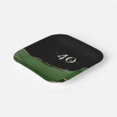 Gold-Glitzer und Green-Agate-Monogramm Pappteller (Gewinkelt)