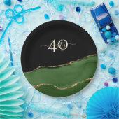 Gold-Glitzer und Green-Agate-Monogramm Pappteller (Party)