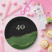 Gold-Glitzer und Green-Agate-Monogramm Pappteller (Party)