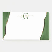 Gold-Glitzer und Green-Agate-Monogramm Post-it Klebezettel (Vorderseite)
