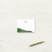 Gold-Glitzer und Green-Agate-Monogramm Post-it Klebezettel (Auf Schreibtisch)