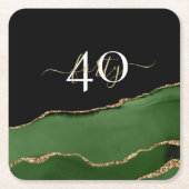 Gold-Glitzer und Green-Agate-Monogramm Rechteckiger Pappuntersetzer (Vorderseite)