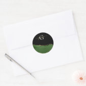 Gold-Glitzer und Green-Agate-Monogramm Runder Aufkleber (Umschlag)