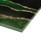 Gold-Glitzer und Green-Agate-Monogramm Schneidebrett (Ecke)