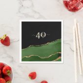 Gold-Glitzer und Green-Agate-Monogramm Serviette (Beispiel)