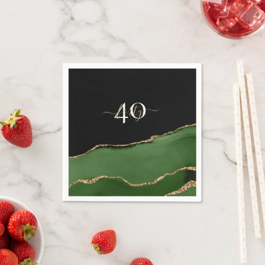 Gold-Glitzer und Green-Agate-Monogramm Serviette (Beispiel)