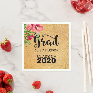 Gold Glitzer und Hibiskus Serviette