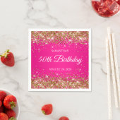Gold Glitzer und Hot Pink 50. Geburtstag Serviette (Beispiel)