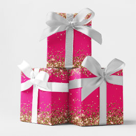 Gold Glitzer und Hot Pink Geschenkpapier Set