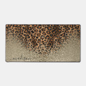 Gold-Glitzer und Leopard-Muster - Individualisiere Schreibtischunterlage (Vorderseite)