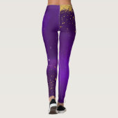 Gold Glitzer und Lila Galaxien-Leggings Leggings (Rückseite)