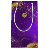 Gold-Glitzer und Lila Galaxy-Monogram-Geschenktasc Kleine Geschenktüte (Vorderseite)