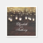 Gold Glitzer und Mason Jar Lights Rustikal Serviette (Vorderseite)