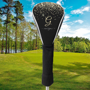 Gold-Glitzer und Monogram-weiße Skriptbezeichnung  Golf Headcover