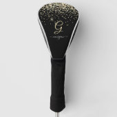Gold-Glitzer und Monogram-weiße Skriptbezeichnung Golf Headcover (Vorderseite)
