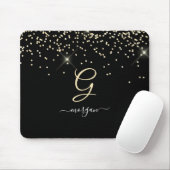 Gold-Glitzer und Monogram-weiße Skriptbezeichnung Mousepad (Mit Mouse)