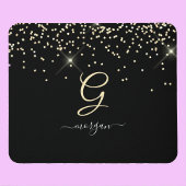 Gold-Glitzer und Monogram-weiße Skriptbezeichnung Mousepad