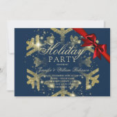 Gold Glitzer und Multiband | Xmas Holiday Navy Einladung (Vorderseite)