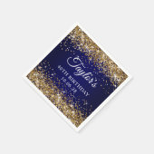 Gold Glitzer und Navy Blue 40. Geburtstag Serviette (Ecke)