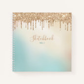 Gold Glitzer und Pastell Blue Sketchbook Notizblock (Vorderseite)
