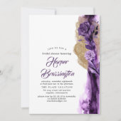 Gold Glitzer und Plum Lila Brautparty Einladung (Vorderseite)