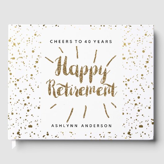 Gold-Glitzer und Polka-Dots-Rente Gästebuch (Vorderseite)