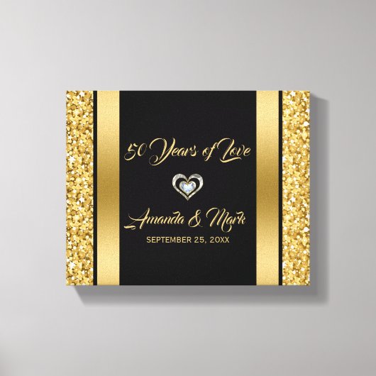 Gold-Glitzer und Rahmen Leinwanddruck (Vorderseite)