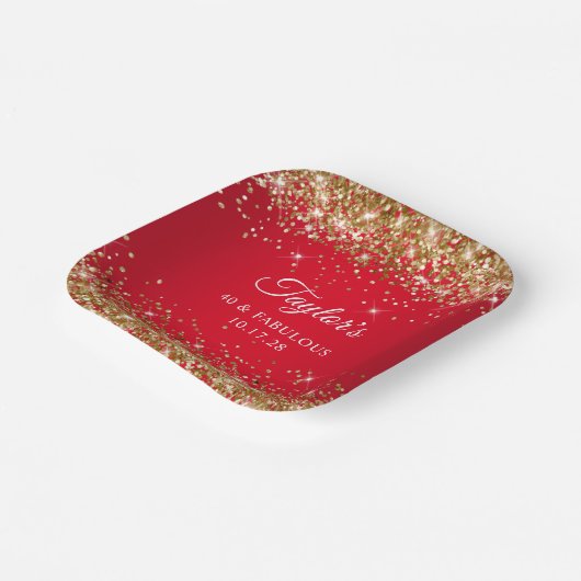 Gold Glitzer und Red 40 & Fabulous Pappteller (Gewinkelt)
