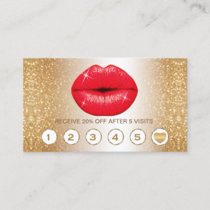 Gold Glitzer und Red Lips Treue-Karten Treuekarte