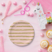 Gold Glitzer und Rosa Modernes Linienmuster Pappteller (Party)