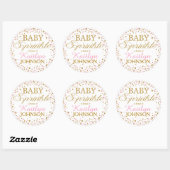 Gold Glitzer und Rosa Sprinkle Babydusche Runder Aufkleber (Blatt)