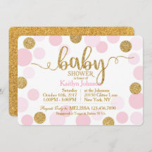 Gold Glitzer und rosafarbene Dots Baby Dusche