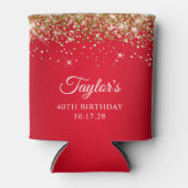 Gold Glitzer und Rot 40. Geburtstag Dosenkühler (Vorderseite)