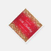 Gold Glitzer und Rot 50. Geburtstag Serviette (Ecke)