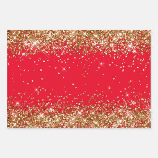 Gold Glitzer und Rot Geschenkpapier Set (Vorderseite 2)