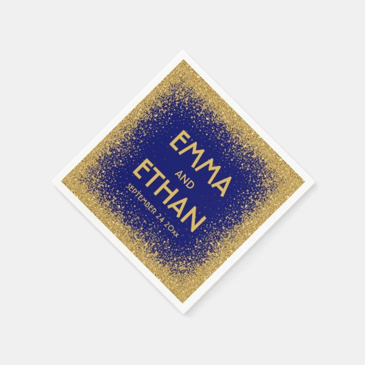 Gold Glitzer und Royal Blue Wedkin Napkin Serviette (Ecke)