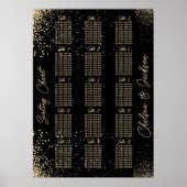 Gold Glitzer und Schwarz - 15 Sitzkarten Poster (Vorne)
