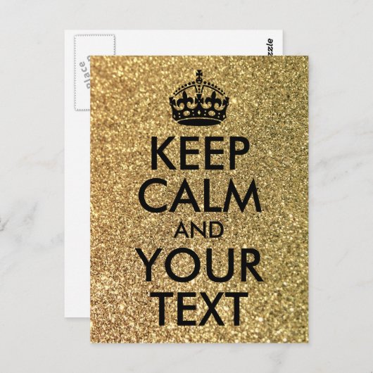 Gold Glitzer und Schwarz Behalten Ruhe und Ihr Tex Postkarte (Vorne/Hinten)