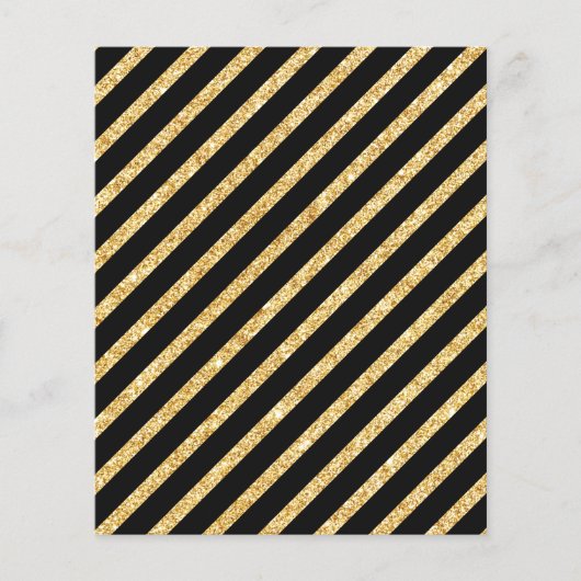 Gold-Glitzer und Schwarz-Diagonal-Streifen-Muster Flyer (Vorne)