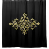 Gold Glitzer und Schwarz Duschvorhang (Vorderseite)